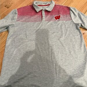 Colosseum Grey and Red Striped Yoke Polo with 'W' Logo